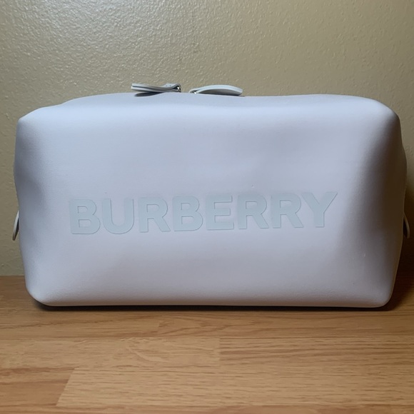 Burberry Cream Nude Logo Double Zipper Makeup Travel Toiletry Bag NEW - Picture 7 of 11
